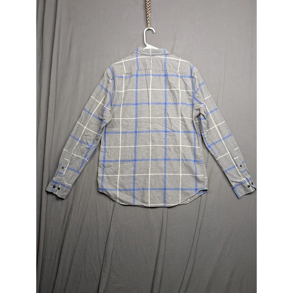 Banana Republic Men's‎ Size Large Button Up Shirt Gray Blue Plaid Long Sleeve